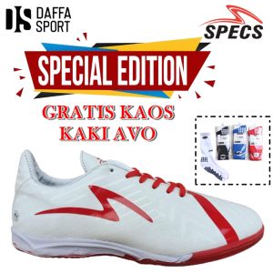Sepatu futsal spec slaz LIMITED EDITION MERAH PUTIH Gratis Kaos Kaki Avo Futsal