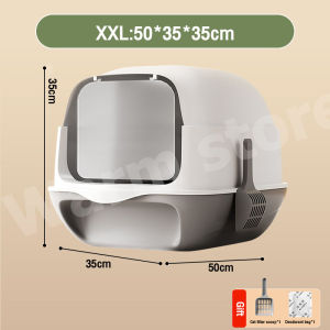 Cat Litter Box With Scoop 2in1 Pet Covered House Cat Poop Box Litter Box Cat Toilet Odor Litter Pan
