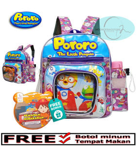TAS RANSEL ANAK SEKOLAH PAUD - TK KARAKTER PORORO (FREE BOTOL MINUM + TEMPAT MAKAN) M1044