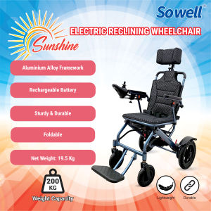 Sowell Electric Auto Reclining Wheelchair – Lightweight Foldable Adjustable Backrest & Powerful Silent Motor