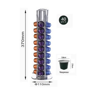 360 Degree Rotating 40 Capsule Coffee Pod Holder Tower Stand Rack Fits For Nespresso Capsule