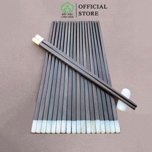 Đũa Gỗ Trắc Tự Nhiên Cẩn Xà Cừ Trắng HAHANCO [CTL707TV] Bộ 10 Đôi Vuông