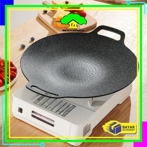 MI-C1211 Wajan Panggangan Grill Pan 34 CM Anti Lengket Alat Pemanggang BBQ Korea Datar / Wajan