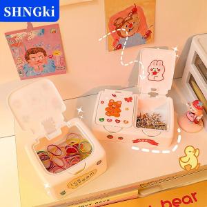 SHNGki Kawaii Phim Hoạt Hình Bàn Tổ Chức Hộp Nút Mỹ Phẩm Lưu Trữ Hộp Với Nắp Mini Đồ Trang Sức Tổ Chức Mỹ Phẩm Trang Điểm Container