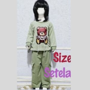 Setelan Sweater Anak Motif Panda Salur Terbaru /Setelan Anak Termurah Cute One Set Karakter Tedybear Anak Usia 3-10 Tahun/ Set Terlaris Baju Anak