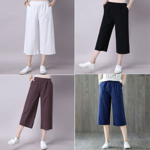 Quần Nữ Ống Rộng Dáng Suông Quần Ngố Lửng Mặc Nhà Cạp Chun Chất Liệu Đũi Cao Cấp Siêu Mát Cho Mùa Hè