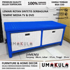 RAK LEMARI ROTAN SINTETIS Meja TV Bufet 2 Laci Ruang Tamu Model Minimalis Modern Murah Terbaru