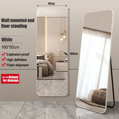 Full Body Mirror With Stand 120/150/160 cm Simple Floor Mirror Wall/Floor Mount Dual Use Home Mirror Explosion-Proof Whole Body Mirror Standing Long Mirror Bedroom Living Room