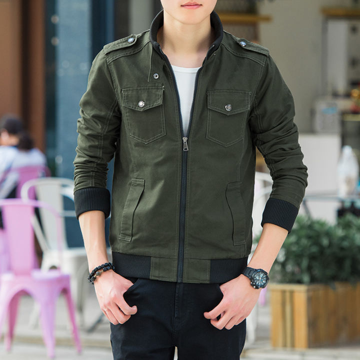 Double Pocket Men Army Green Fashion Jacket For Autumn and Winter –  FanFreakz