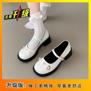 [Free Shipping] Black Chunky-Heeled Platform-Soled Low-Heeled Shoes A New Autumn Style Perfect For Pairing With Skirts