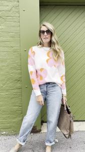 Angashion  Womens Long Sleeve Sweater  -  Autumn Casual Round Neck Knitted Top Floral Print Cute Loose Pullover Sweater