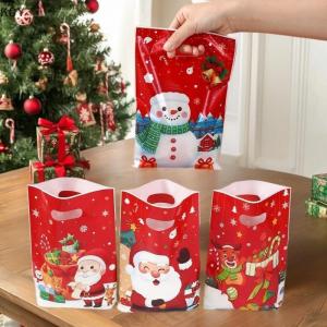KCY 10 25 50pcs Christmas Gift Wrapping Bags Snowman Santa Claus Goodie Cookie Candy Handheld Bags Christmas Decoration