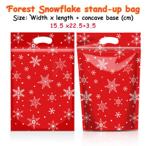 50PCS Christmas Candy Gift Bags Ziplock Bags Resealable Lootbags for Gift Packing Holiday Party Supplies