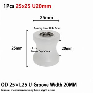 WENKEN 1Pcs U-Groove Con lăn ổ bi chữ U Chống mài mòn Nylon Con lăn dẫn hướng bằng nylon Ma sát thấp Phụ kiện ròng rọc cơ khí Dành cho cửa và cửa sổ trượt