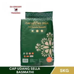 CAP UDANG SELLA 1121 Parboiled Beras Basmathi Rice 5kg - Briyani Putih Basmati Food Makanan Cooking Grade Pure Ekstra Panjang Amylose Tinggi Baik Untuk Pesakit Diabetis Doorgift