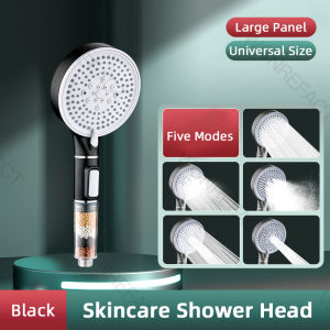 5 Modes High Pressure Skin Care Shower Head Water Saving Handheld Rain Shower Negative Ion Filtration Shower Head One Click Stop Water