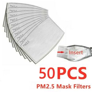 10-100PCS PM2.5 Anti Haze Face Mask with Replaceable 5 Layer Non-woven Activated Carbon Filters Gasket Adjustable Mouth Mask for Outdoor