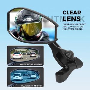 General model modified motorcycle rearview mirror - City Rider side mirror V3 - Heavy-duty reversing light mirror - 360-degree rotation - Rotating AOS4 lens