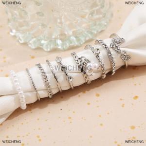[COD] WEICHENG 1Set Korean Style Butterfly Rings Set For Women Shine Gothic Vintage Rhinestone Simple Fashion Finger Jewelry Gift