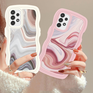 (Lokal Ready) Xinyu Casing hp Samsung A14 A04S A13 A04E A03 A03S A50 A50S A30S A23 A22 A21S A12 A02S A11 A51 A10 A30 A52 A52S M12 A71 A53 A32 M23 5G A33 A73 Popular Corak Strip Tekstur Marble yang indah Pinggir Gelombang Soft Cover