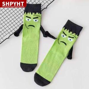 [COD] SHPYHT TOY Fun Halloween Socks Spooky Magnetic Hand-holding Hands Socks Creative Cute Bat Socks Mid-calf Cotton Socks Couple Socks Gift