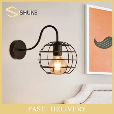 Industrial Wall Lamp E27 Wall Light Black Wall Lamp for Headboard Bedroom Cafe Shop