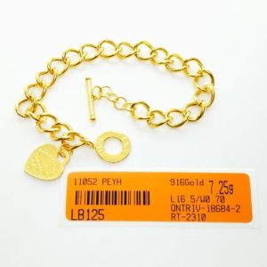 Yon Hing Rantai Tangan Fashion Kosong 7.25g Emas 916