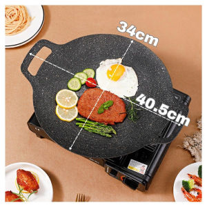 Round Stove Plate Korean BBQ Kitchenware Baking Cook Outdoor Camping Nonstick Grilling Frying Pan Easy To Drain Excess Oil Camping And Dining Pan AT