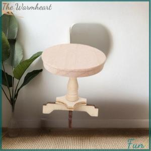 【The Warmheart】 1:12 Dollhouse Miniature Coffee Table Small Round Table Original Wood Table Furniture Home Model Decor Toy Doll House Accessorie
