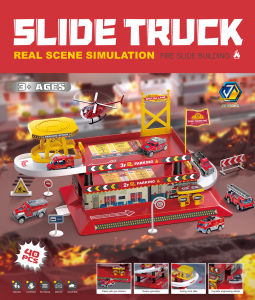 Mainan Mobil Track Parking Topik Teknik Kebakaran Parking Playset Simulasi Gedung Mobilan Anak