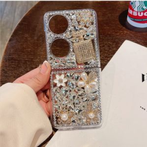 Luxury Crystal Diamond Bumper Clear Case for OPPO Find N2Flip Find N3 Flip Transparent Rhinestone Mickey Mirror Case Cover