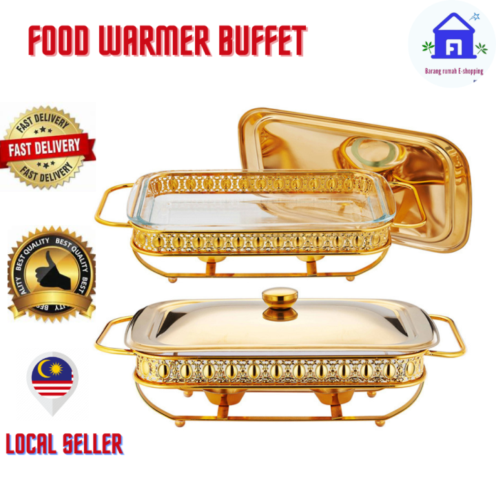 Stainless Steel Glass 2 Liters Food Warmer Buffet Rectangles chafing ...