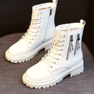 Fashion Womens British Style Retro Fashion Thick Bottom Flats Martin Boots