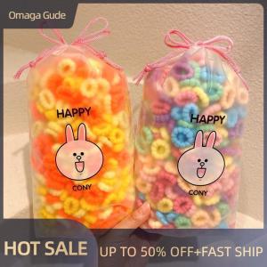Omaga 100Pcs Girls Colorful Hair Bands Set Nylon High Elastic Rubber Band Childrens Hair Circles Kids Hair Tie Hair Accessories