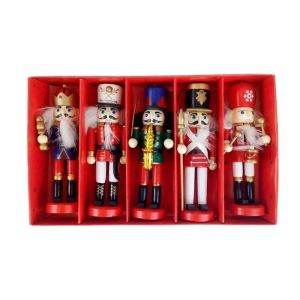 PYA94 3/4/5Pcs Figurines Nutcracker Puppet Colorful Creative Soldier Puppet Pendant Portable Painted Nutcracker Doll New Year Gift
