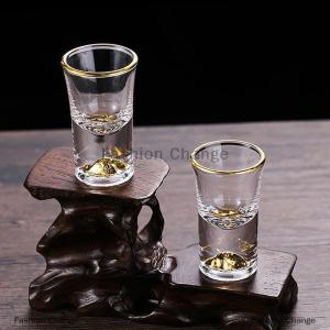 [COD] Fashion Change Luxury Glass Vodka Glass Sake Shochu Glass Bar Liqueur Double Bottom Foil Glass Tea Cup High-end Gifts Hard Liquor