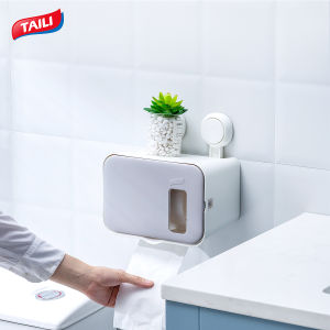 TAILI bathroom tissue box suction cup punch-free face towel storage box toilet paper box bathroom toilet paper rack wall-mounted toilet paper roll paper rack toilet paper box