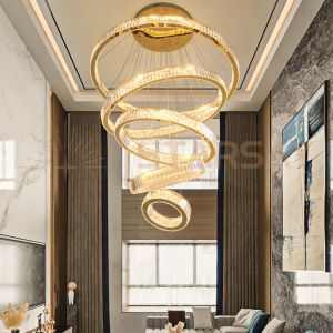 ⭐STARSAY&Garansi⭐5 Ring-8 Ring Lampu Gantung 3.5m-5m Mewah Kristal Chandelier Ruang Tamu Vila Hotel Tangga Pernikahan Wedding Lampu Hias Gantung ly