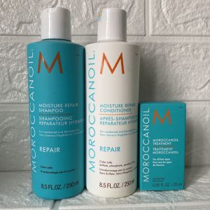 Combo Gội xả phục hồi độ ẩm Moroccanoil Repair 250mlx2 + Tinh dầu Moroccanoil Treatment 25ml