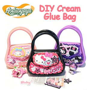 Aoduoyaya Childrens Handmade Cream Glue Cross-body Bag for Girls Material Is Jelly Bag with Educational Toys