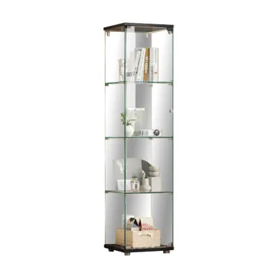 Living Mall Haley Heavy-Duty Tempered Glass Display Cabinet in Black or White Colour