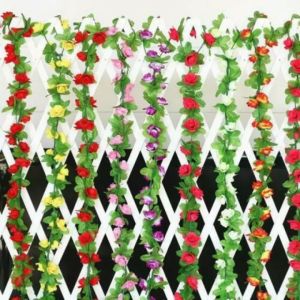 【Feelife】2.45M Silk Artificial Rose Hanging Flowers / Decorative Ivy Vin Fake Flower Garland  / OfficeHotelHome Wedding Party DIY indoor Wall Decoration#1