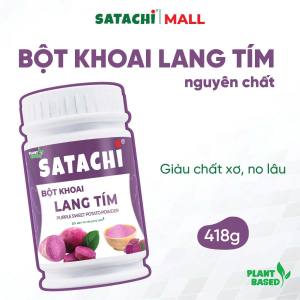 Bột Khoai Lang Tím nguyên chất SATACHI. Chứa nhiều chất chống oxy hóa tăng cường sức khỏe đường ruột kiểm soát lượng đường trong máu. Hộp 418g