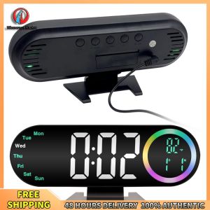 Winnereco Modern LED Digital Alarm Clock with Large Screen USB Powered for Heavy Sleepers Adults Teens Kids