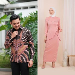 Couple Felicya Oneset Kurung Melayu Malaysia Full Payet dan Kemeja Batik Lengan Panjang Baju Kondangan Kekinian