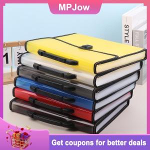 【MPJow】 Large Capacity Waterproof File Transparent Folder Press Button Plastic Data Document Bag Pocket Storage Office Supplies