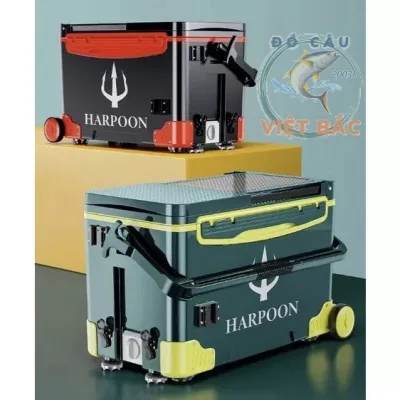 Thùng câu đài cao cấp HARPOON 36L gồm 2 màu xanh và đen chính hãng tặng kèm phụ kiện