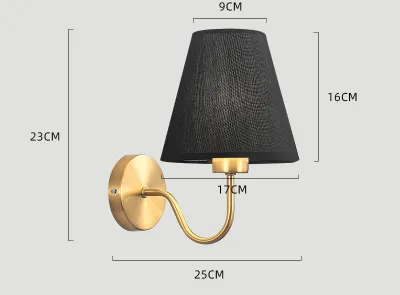 Seville 220V Led Wall Lamp with LED E27 Bulb Fabric Lampshade Wall Sconces for Hotel Bedroom Bedside Living Room Stairs Home Decoration