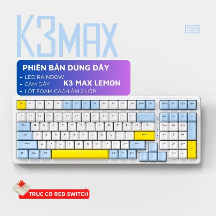 Bàn Phím Cơ Gaming K3 Max Led 20 Chế Độ Trục Cơ Red Switch Có Hotswap Lót Foam Cách Âm 2 Lớp Gõ Siêu Êm | BigBuy360 - bigbuy360.vn Bàn Phím Cơ Gaming K3 Max Led 20 Chế Độ Trục Cơ Red Switch Có Hotswap Lót Foam Cách Âm 2 Lớp Gõ Siêu Êm | BigBuy360 - bigbuy360.vn