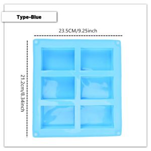 Cetakan Sabun Kotak Silikon Persegi Panjang Dengan 6 Lubang Cake Pudding Keju Coklat Rectangle Silicone Mold 6 Cavity